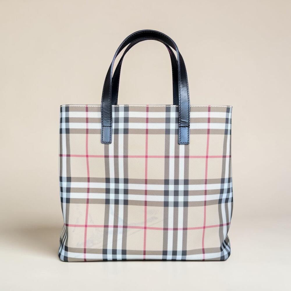 Burberry Nova Check Coated Canvas Small Tote Bag